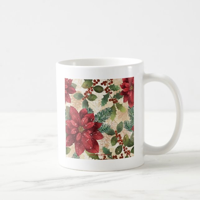 Retro 50s Poinsettia Red Grönt Cream Kaffemugg (Höger)