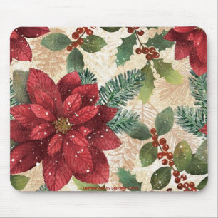 Retro 50s Poinsettia Red Grönt Cream Musmatta