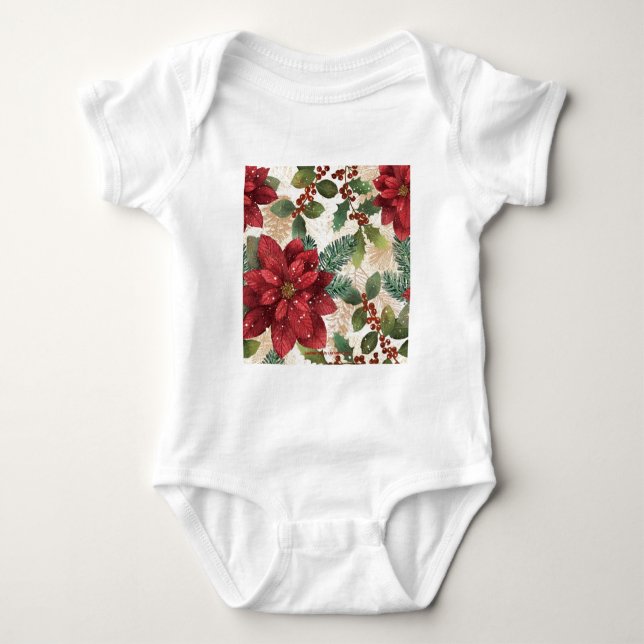 Retro 50s Poinsettia Red Grönt Cream Tröja (Framsida)