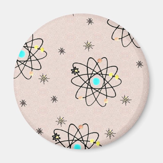 Retro 50s Rosa och presenter för atomskrift Magnet (Framsidan)