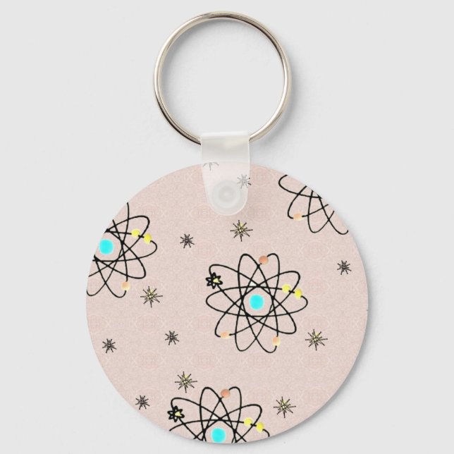 Retro 50s Rosa och presenter för atomskrift Nyckelring (Framsida)