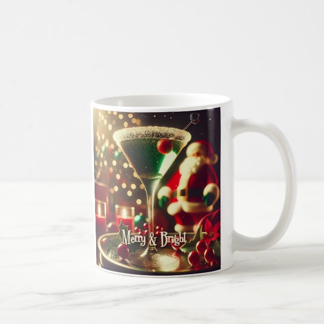 Retro 50s Santa Christmas Green Martini Kaffemugg (Höger)
