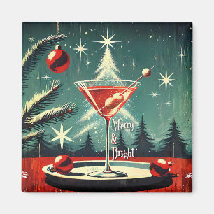 Retro 50s Snöflinga Julgran Martini Magnet