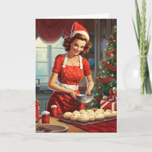 Retro 50's Woman Cooking Baking Kort