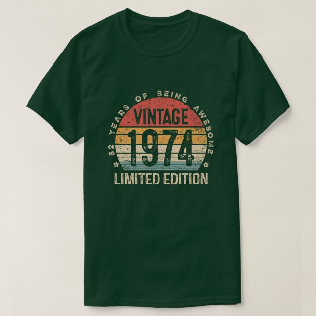 Retro 52 år 1974 Limited Edition 52-årsdag T Shirt (Design framsida)