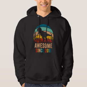 Retro 5-års födelsedag Dinosaurie T Rex Pojkar Awe Hoodie