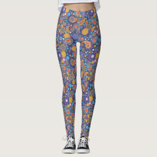 Retro 60-70-tals Hippie Paisley-mönster Leggings