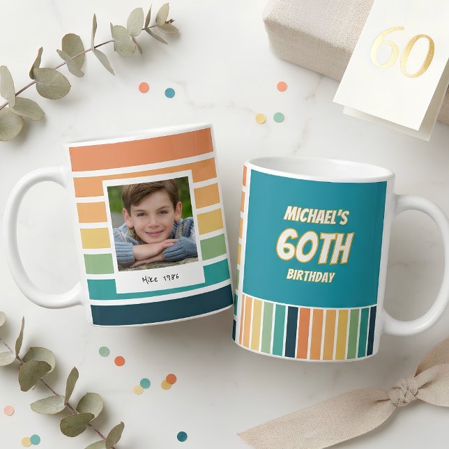 Retro 60-årsfirande för herrar Foto Kaffemugg (Skapare uppladdad)