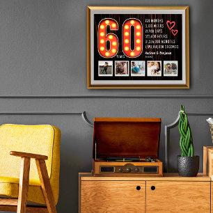 Retro 60-årsjubileum Hearts Anpassningsbar Photo C Poster
