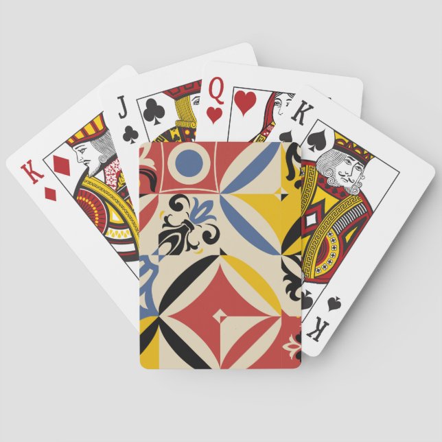 Retro 60 Azulejos Geometric Mönster Casinokort (Baksidan)