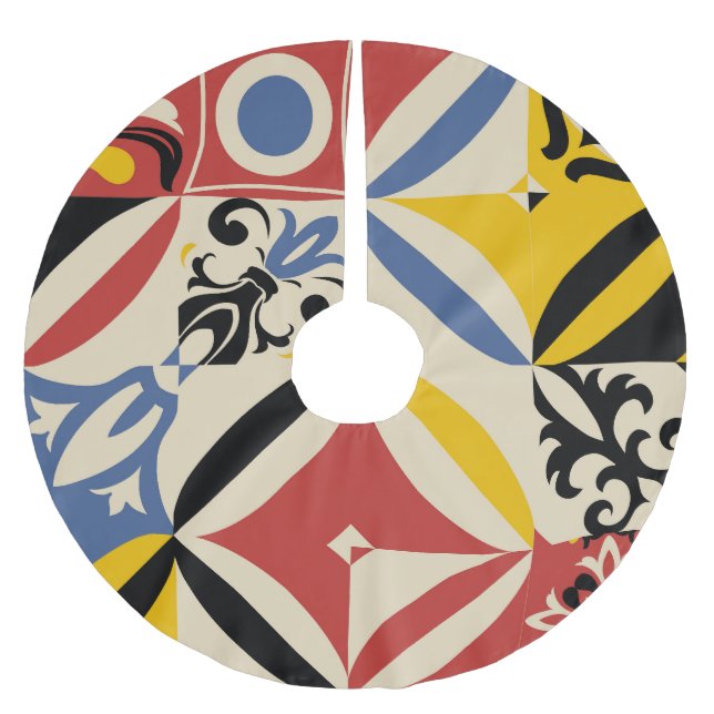 Retro 60 Azulejos Geometric Mönster Julgransmatta Borstad Polyester (Framsidan)