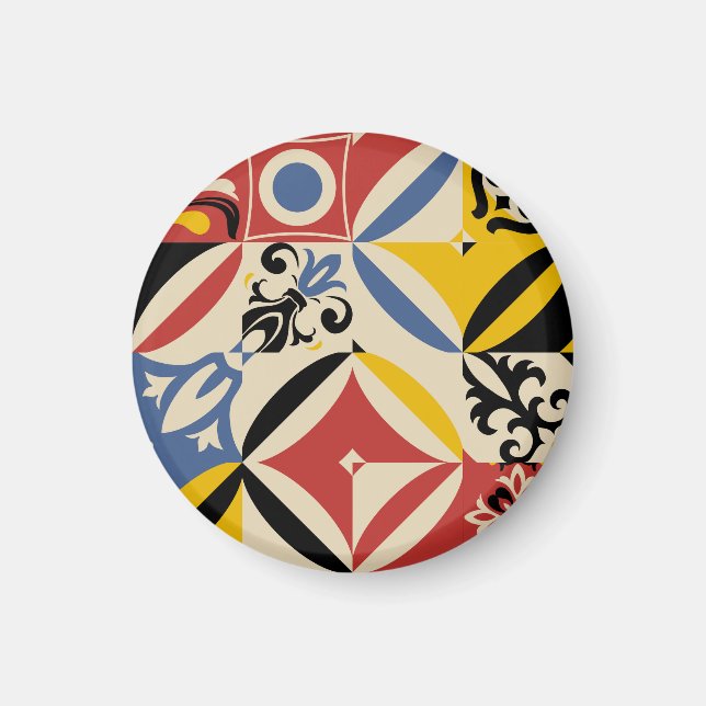 Retro 60 Azulejos Geometric Mönster Magnet (Framsidan)