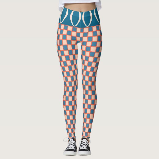 Retro 60 Kaliforniens schackbrädesvåg Leggings (Framsida)