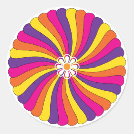 Retro 60 Ljusblomma Runt Klistermärke