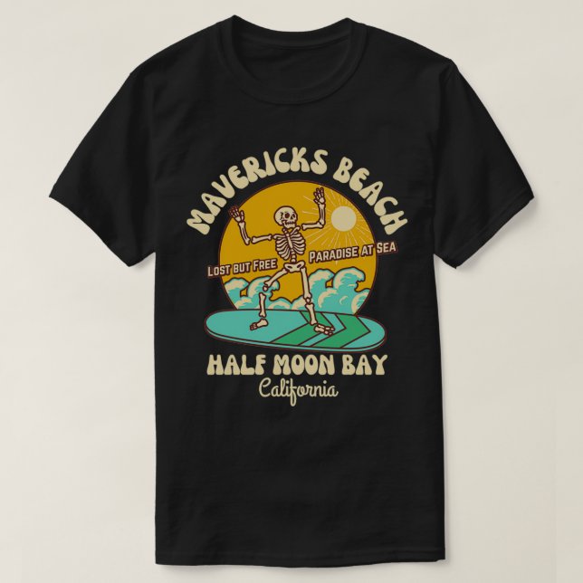 Retro 60 Mavericks Beach Halva Måne Bay Califo T Shirt (Design framsida)