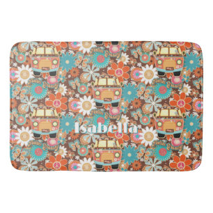 RETRO 60- och 70-tals Hippie Känsla Groovy Blommig Badrumsmatta