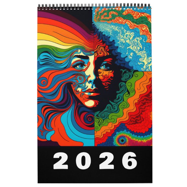 Retro 60 Psychedelic Art 2026 Calendar Kalender (Omslag)