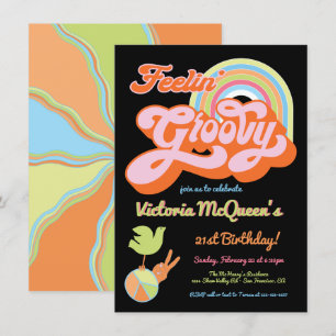 Retro 60:s 70:e Hippie Groovy Party Inbjudningar