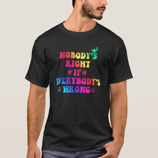 Retro 60:s 70:e Ingen Höger Alla har fel C T Shirt (Framsida)
