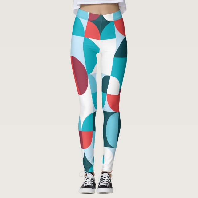 Retro 60:s 70:e minimalistiska mönster leggings (Framsida)