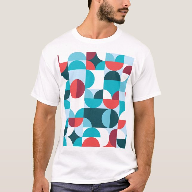 Retro 60:s 70:e minimalistiska mönster t shirt (Framsida)