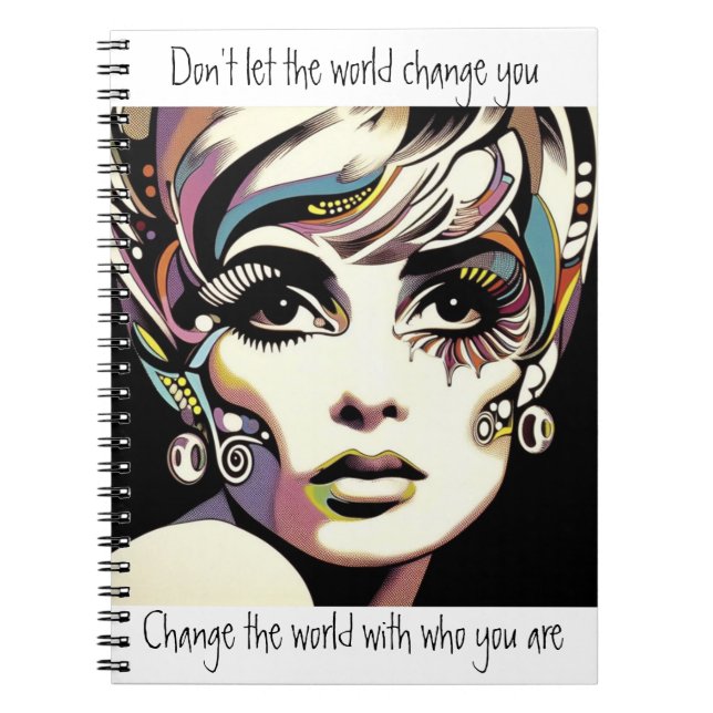 Retro 60:s Ansikte och citat Anteckningsbok (Framsidan)