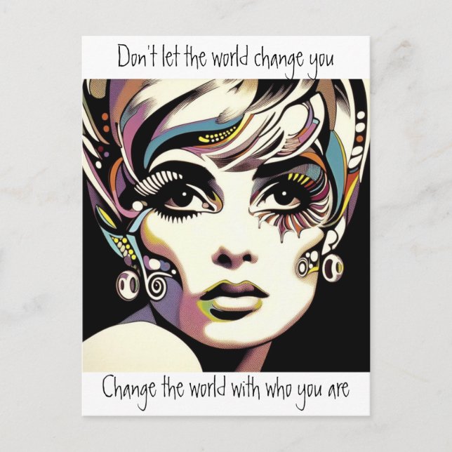 Retro 60:s Ansikte och citat Vykort (Framsida)