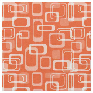 Retro 60:s mod orange rundade fyrkanter mönster tyg