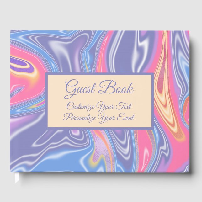 Retro 60 s Psychedelic-Abstrakt Pastel Mönster Gästböcker (Framsida)