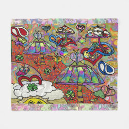 Retro 60 s Psychedelic Magic Mushroom Blanket Fleecefilt
