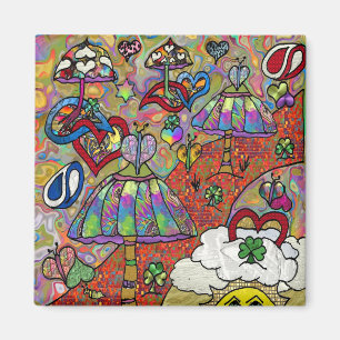 Retro 60 s Psychedelic Magic Mushroom Magnet