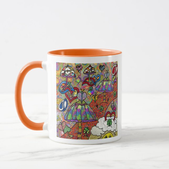Retro 60 s Psychedelic Magic Mushroom Mugg (Vänster)