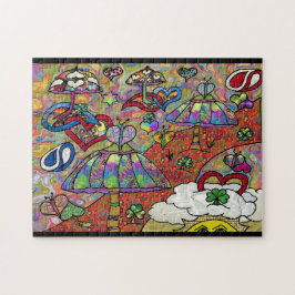 Retro 60 s Psychedelic Magic Mushroom Puzzle Pussel