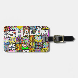 Retro 60 s Psychedelic Shalom KÄRLEK Bagagebricka