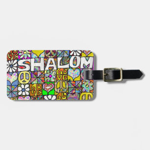 Retro 60 s Psychedelic Shalom KÄRLEK Bagagebricka