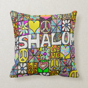 Retro 60 s Psychedelic Shalom KÄRLEK Dekorativ kud Kudde