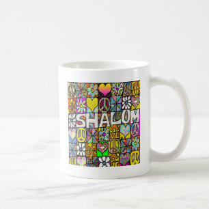 Retro 60 s Psychedelic Shalom KÄRLEK Kaffemugg