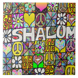 Retro 60 s Psychedelic Shalom KÄRLEK Kakelplatta