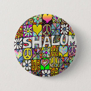 Retro 60 s Psychedelic Shalom KÄRLEK Knapp