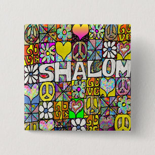 Retro 60 s Psychedelic Shalom KÄRLEK Knapp