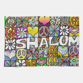 Retro 60 s Psychedelic Shalom KÄRLEK Kökshandduk