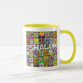 Retro 60 s Psychedelic Shalom KÄRLEK Mugg