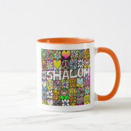 Retro 60 s Psychedelic Shalom KÄRLEK Mugg