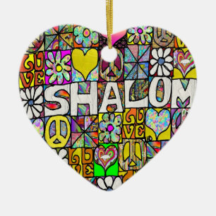 Retro 60 s Psychedelic Shalom KÄRLEK Ornament
