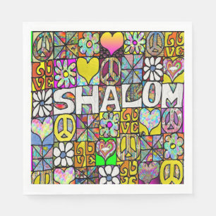 Retro 60 s Psychedelic Shalom KÄRLEK Pappra blöjor Pappersservett