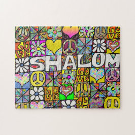 Retro 60 s Psychedelic Shalom KÄRLEK Pussel