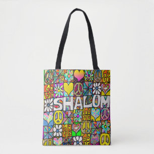 Retro 60 s Psychedelic Shalom KÄRLEK Tygkasse