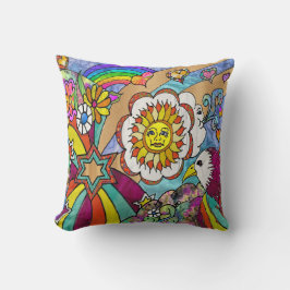 Retro 60 s Psychedelic Sunshine Eagle Dekorativ ku Kudde