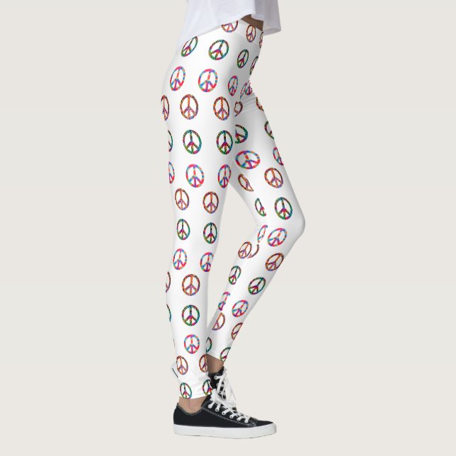 Retro 60-sekunders Fredstecken Multi-Färg Yoga Leggings (Höger)