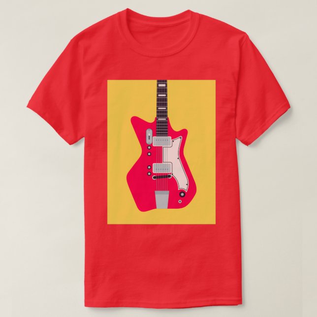 Retro 60-sekunders Sten Electric Guitar Gult Surfa T Shirt (Design framsida)